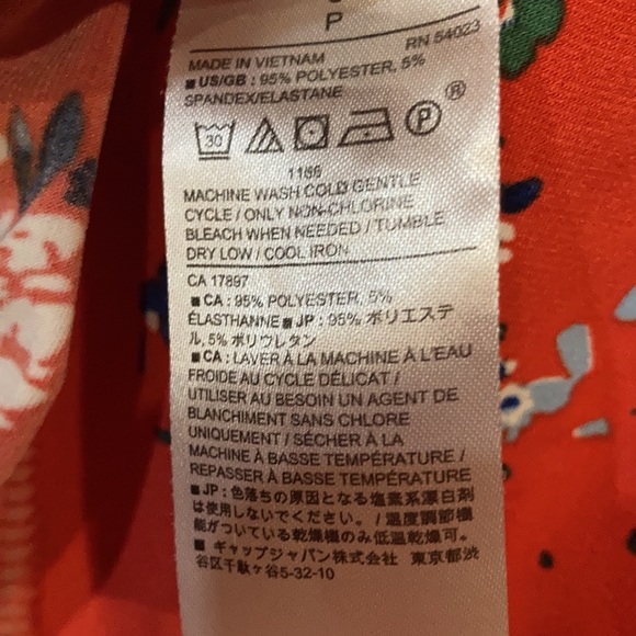 Banana Republic Red Floral Surplice Front Wrap Top Deep V-Neck Long Sleeve S - Picture 8 of 8